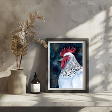 Lade das Bild in den Galerie-Viewer, Foto eines gerahmten Kunstdruckes, Motiv Hahn