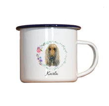 Lade das Bild in den Galerie-Viewer, Personalisierter Emaille-Becher &quot;AFGHANISCHER WINDHUND&quot;, Tasse, Geschenk
