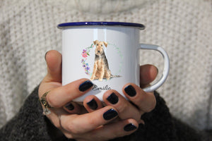 Personalisierter Emaille-Becher "AIREDALE TERRIER", Tasse, Geschenk