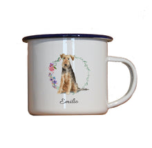 Lade das Bild in den Galerie-Viewer, Personalisierter Emaille-Becher &quot;AIREDALE TERRIER&quot;, Tasse, Geschenk
