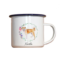 Lade das Bild in den Galerie-Viewer, Personalisierter Emaille-Becher &quot;AKITA INU&quot;, Tasse, Geschenk
