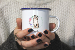 Personalisierter Emaille-Becher "AUSTRALIAN SHEPHERD", Tasse, Geschenk