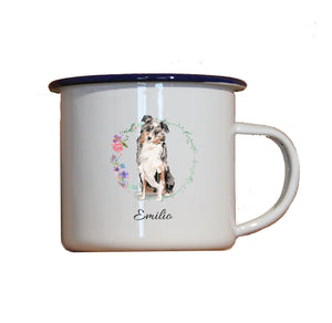 Personalisierter Emaille-Becher "AUSTRALIAN SHEPHERD", Tasse, Geschenk