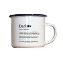 Lade das Bild in den Galerie-Viewer, Personalisierter Emaille-Becher &quot;DEFINITION BARISTA&quot;, Tasse, Geschenk
