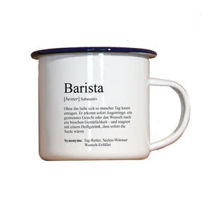 Personalisierter Emaille-Becher "DEFINITION BARISTA", Tasse, Geschenk