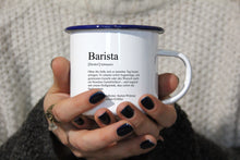 Lade das Bild in den Galerie-Viewer, Personalisierter Emaille-Becher &quot;DEFINITION BARISTA&quot;, Tasse, Geschenk
