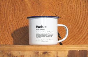 Personalisierter Emaille-Becher "DEFINITION BARISTA", Tasse, Geschenk