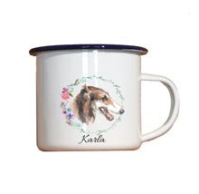 Lade das Bild in den Galerie-Viewer, Personalisierter Emaille-Becher &quot;BARSOI&quot;, Tasse, Geschenk
