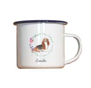 Personalisierter Emaille-Becher "BASSET", Tasse, Geschenk