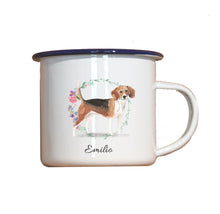 Lade das Bild in den Galerie-Viewer, Personalisierter Emaille-Becher &quot;BEAGLE&quot;, Tasse, Geschenk
