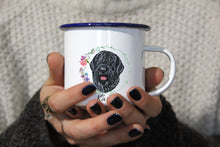 Lade das Bild in den Galerie-Viewer, Personalisierter Emaille-Becher &quot;BLACK RUSSIAN TERRIER&quot;, Tasse, Geschenk
