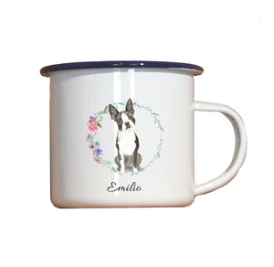 Personalisierter Emaille-Becher "BOSTON TERRIER", Tasse, Geschenk