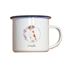 Lade das Bild in den Galerie-Viewer, Personalisierter Emaille-Becher &quot;BRITTANY SPANIEL&quot;, Tasse, Geschenk
