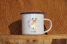 Lade das Bild in den Galerie-Viewer, Personalisierter Emaille-Becher &quot;CAIRN TERRIER&quot;, Tasse, Geschenk
