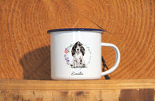 Lade das Bild in den Galerie-Viewer, Personalisierter Emaille-Becher &quot;COCKER SPANIEL&quot;, Tasse, Geschenk
