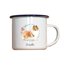 Lade das Bild in den Galerie-Viewer, Personalisierter Emaille-Becher &quot;COLLIE&quot;, Tasse, Geschenk
