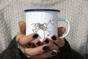 Emaille-Becher "CREEPY UNICORN", Tasse, Geschenk