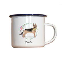 Lade das Bild in den Galerie-Viewer, Personalisierter Emaille-Becher &quot;DEUTSCHER SCHÄFERHUND&quot;, Tasse, Geschenk
