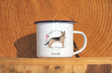 Lade das Bild in den Galerie-Viewer, Personalisierter Emaille-Becher &quot;DEUTSCHER SCHÄFERHUND&quot;, Tasse, Geschenk
