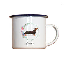 Lade das Bild in den Galerie-Viewer, Personalisierter Emaille-Becher &quot;DACKEL&quot;, Tasse, Geschenk
