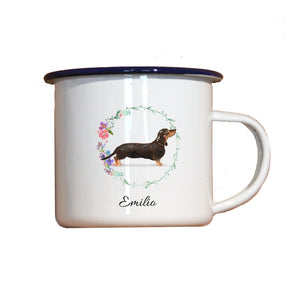 Personalisierter Emaille-Becher "DACKEL", Tasse, Geschenk