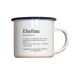 Personalisierter Emaille-Becher "DEFINITION EHEFRAU / EHEMANN", Tasse, Geschenk