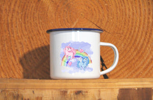 Emaille-Becher "EINHÖRNER", Tasse, Geschenk