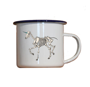 Emaille-Becher "EINHORN-SKELETT", Tasse, Geschenk