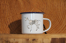 Lade das Bild in den Galerie-Viewer, Emaille-Becher &quot;EINHORN-SKELETT&quot;, Tasse, Geschenk
