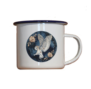 Emaille-Becher "MYSTISCHE EULE", Tasse, Geschenk