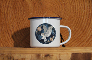 Emaille-Becher "MYSTISCHE EULE", Tasse, Geschenk