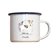 Lade das Bild in den Galerie-Viewer, Personalisierter Emaille-Becher &quot;FOX TERRIER&quot;, Tasse, Geschenk
