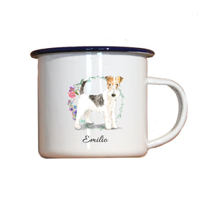 Personalisierter Emaille-Becher "FOX TERRIER", Tasse, Geschenk