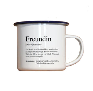 Personalisierter Emaille-Becher "DEFINITION FREUND / FREUNDIN", Tasse, Geschenk