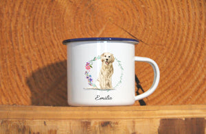 Personalisierter Emaille-Becher "GOLDEN RETRIEVER", Tasse, Geschenk