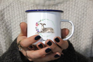 Personalisierter Emaille-Becher "ITALIAN GREYHOUND", Tasse, Geschenk