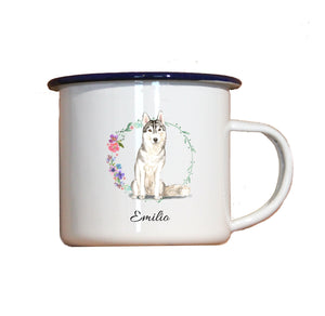 Personalisierter Emaille-Becher "HUSKY", Tasse, Geschenk