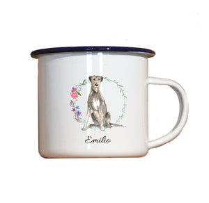 Personalisierter Emaille-Becher "IRISCHER WOLFSHUND", Tasse, Geschenk