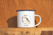 Lade das Bild in den Galerie-Viewer, Personalisierter Emaille-Becher &quot;LAKELAND TERRIER&quot;, Tasse, Geschenk
