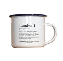 Lade das Bild in den Galerie-Viewer, Personalisierter Emaille-Becher &quot;DEFINITION LANDWIRT / LANDWIRTIN&quot;, Tasse, Geschenk
