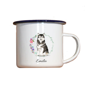 Personalisierter Emaille-Becher "ALASKAN MALAMUTE", Tasse, Geschenk