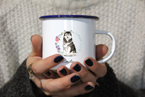 Personalisierter Emaille-Becher "ALASKAN MALAMUTE", Tasse, Geschenk