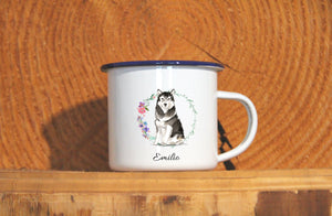 Personalisierter Emaille-Becher "ALASKAN MALAMUTE", Tasse, Geschenk