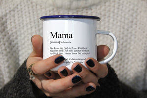 Personalisierter Emaille-Becher "DEFINITION MAMA / PAPA", Tasse, Geschenk