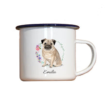 Lade das Bild in den Galerie-Viewer, Personalisierter Emaille-Becher &quot;MOPS&quot;, Tasse, Geschenk
