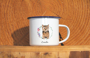 Personalisierter Emaille-Becher "NORWICH TERRIER", Tasse, Geschenk