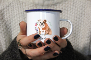 Personalisierter Emaille-Becher "OLD ENGLISH BULLDOG", Tasse, Geschenk