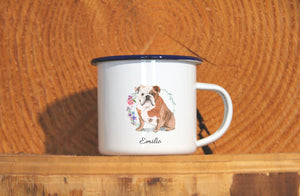 Personalisierter Emaille-Becher "OLD ENGLISH BULLDOG", Tasse, Geschenk