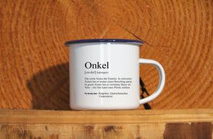 Personalisierter Emaille-Becher "DEFINITION TANTE / ONKEL", Tasse, Geschenk