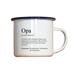 Personalisierter Emaille-Becher "DEFINITION OMA / OPA", Tasse, Geschenk